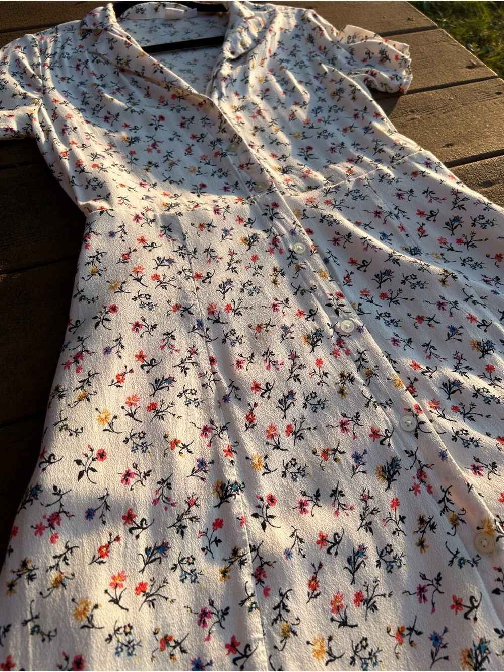 GAP White Floral Button-Front Dress